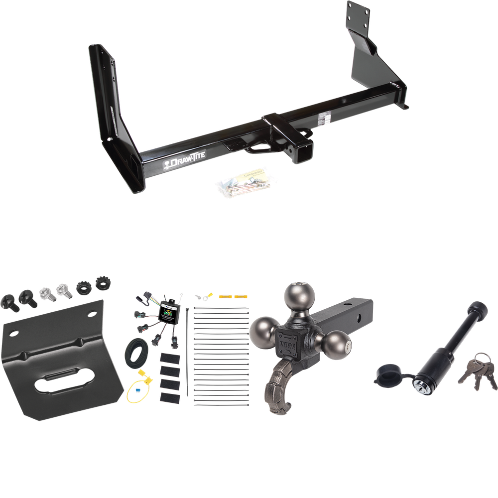 Fits 2022-2023 Mercedes-Benz Sprinter 2500 Trailer Hitch Tow PKG w/ 4-Flat Zero Contact "No Splice" Wiring + Triple Ball Tactical Ball Mount 1-7/8" & 2" & 2-5/16" Balls w/ Tow Hook + Tactical Dogbone Lock + Wiring Bracket (For w/Factory Step Bumper E