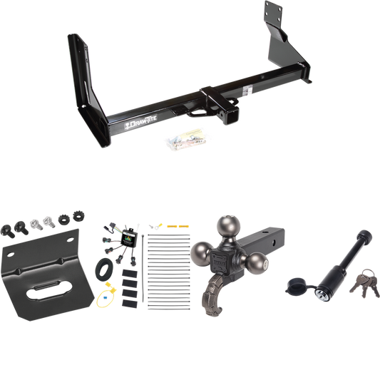 Fits 2022-2023 Mercedes-Benz Sprinter 2500 Trailer Hitch Tow PKG w/ 4-Flat Zero Contact "No Splice" Wiring + Triple Ball Tactical Ball Mount 1-7/8" & 2" & 2-5/16" Balls w/ Tow Hook + Tactical Dogbone Lock + Wiring Bracket (For w/Factory Step Bumper E