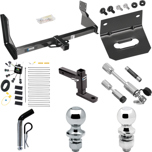 Fits 2022-2023 Mercedes-Benz Sprinter 3500 Trailer Hitch Tow PKG w/ 4-Flat Zero Contact "No Splice" Wiring Harness + Adjustable Drop Rise Ball Mount + Pin/Clip + 2" Ball + 1-7/8" Ball + Dual Hitch & Coupler Locks (For w/Factory Step Bumper Excluding