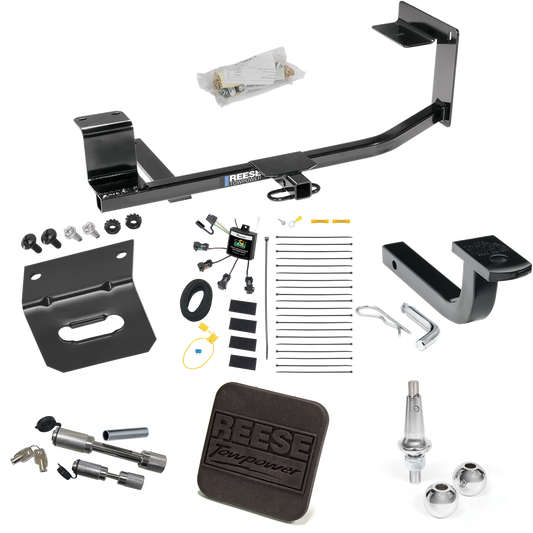 Fits 2010-2014 Volkswagen Golf Trailer Hitch Tow PKG w/ 4-Flat Zero Contact "No Splice" Wiring Harness + Draw-Bar + Interchangeable 1-7/8" & 2" Balls + Wiring Bracket + Hitch Cover + Dual Hitch & Coupler Locks (For Wagon, (Canada Only) Models) By Ree