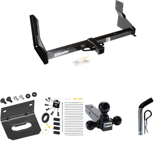 Fits 2022-2023 Mercedes-Benz Sprinter 3500 Trailer Hitch Tow PKG w/ 4-Flat Zero Contact "No Splice" Wiring Harness + Triple Ball Ball Mount 1-7/8" & 2" & 2-5/16" Trailer Balls + Pin/Clip + Wiring Bracket (For w/Factory Step Bumper Excluding Models w/