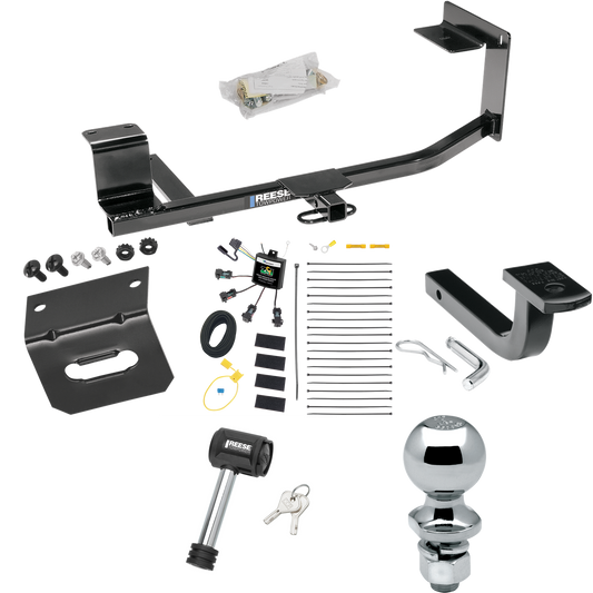 Fits 2011-2014 Volkswagen Jetta Trailer Hitch Tow PKG w/ 4-Flat Zero Contact "No Splice" Wiring Harness + Draw-Bar + 2" Ball + Wiring Bracket + Hitch Lock (For SportWagon Models) By Reese Towpower