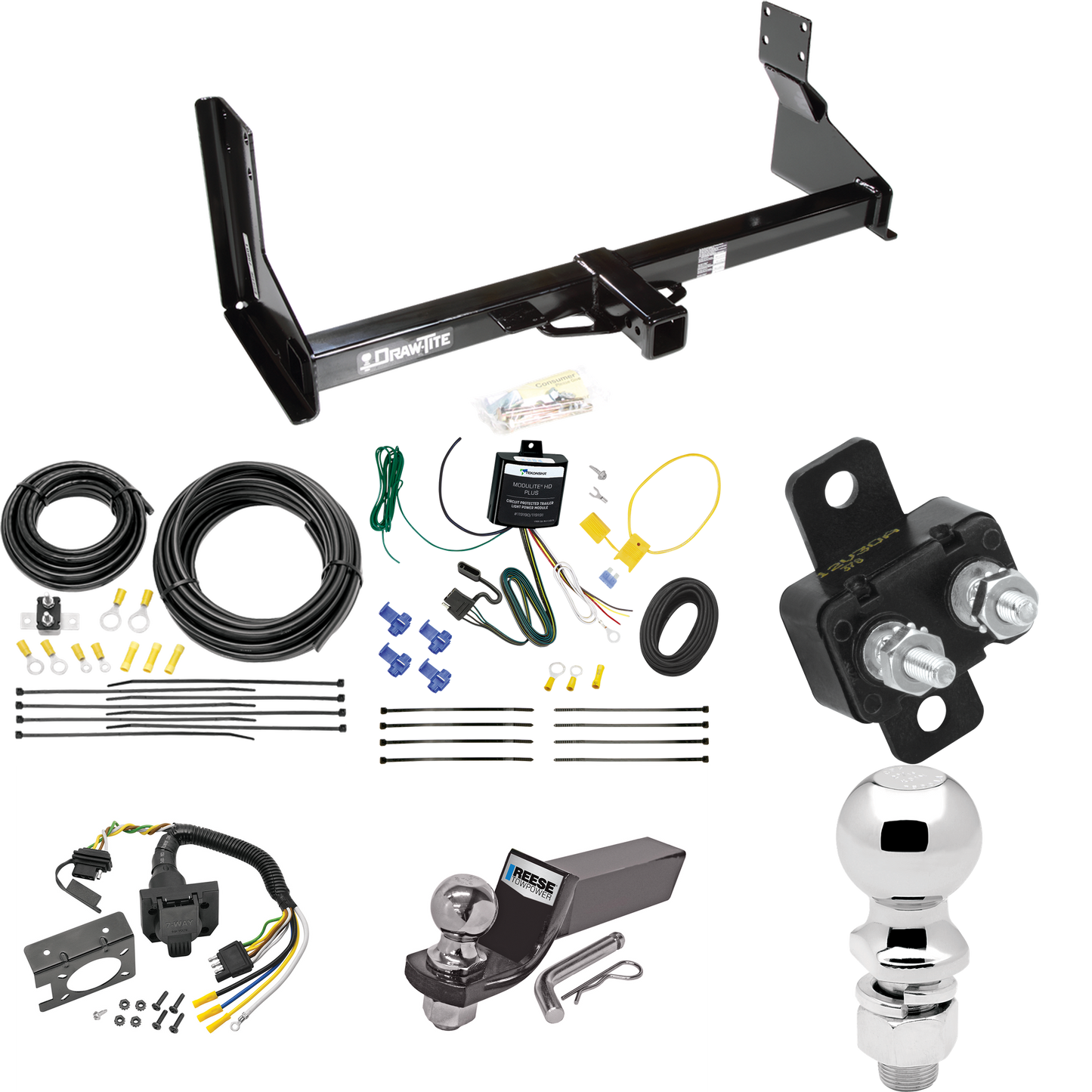 Fits 2022-2023 Mercedes-Benz Sprinter 3500 Trailer Hitch Tow PKG w/ 7-Way RV Wiring + 2" & 2-5/16" Ball + Drop Mount (For w/Factory Step Bumper Excluding Models w/30-3/8” Frame Width Models) By Draw-Tite