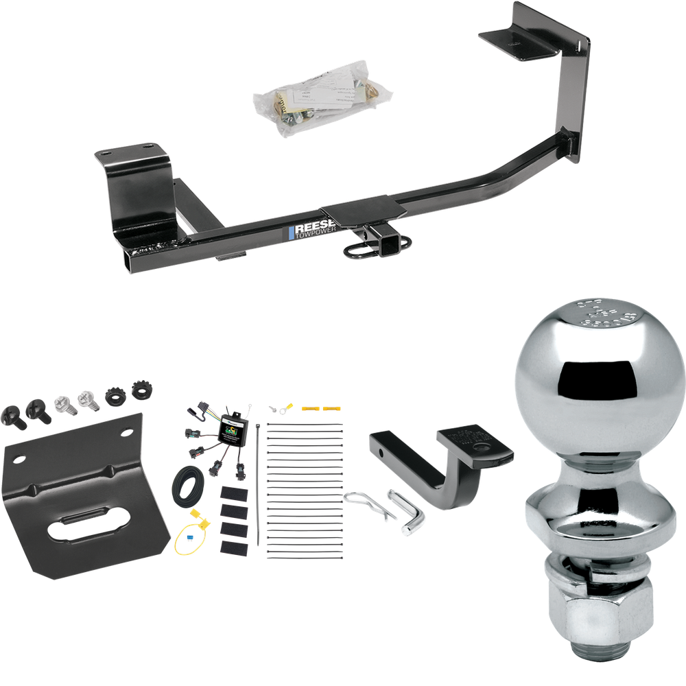 Se adapta al paquete de remolque con enganche para remolque Volkswagen Jetta 2011-2014 con arnés de cableado "sin empalme" de 4 contactos planos cero + barra de tracción + bola de 2" + soporte de cableado (para modelos SportWagon) de Reese Towpower