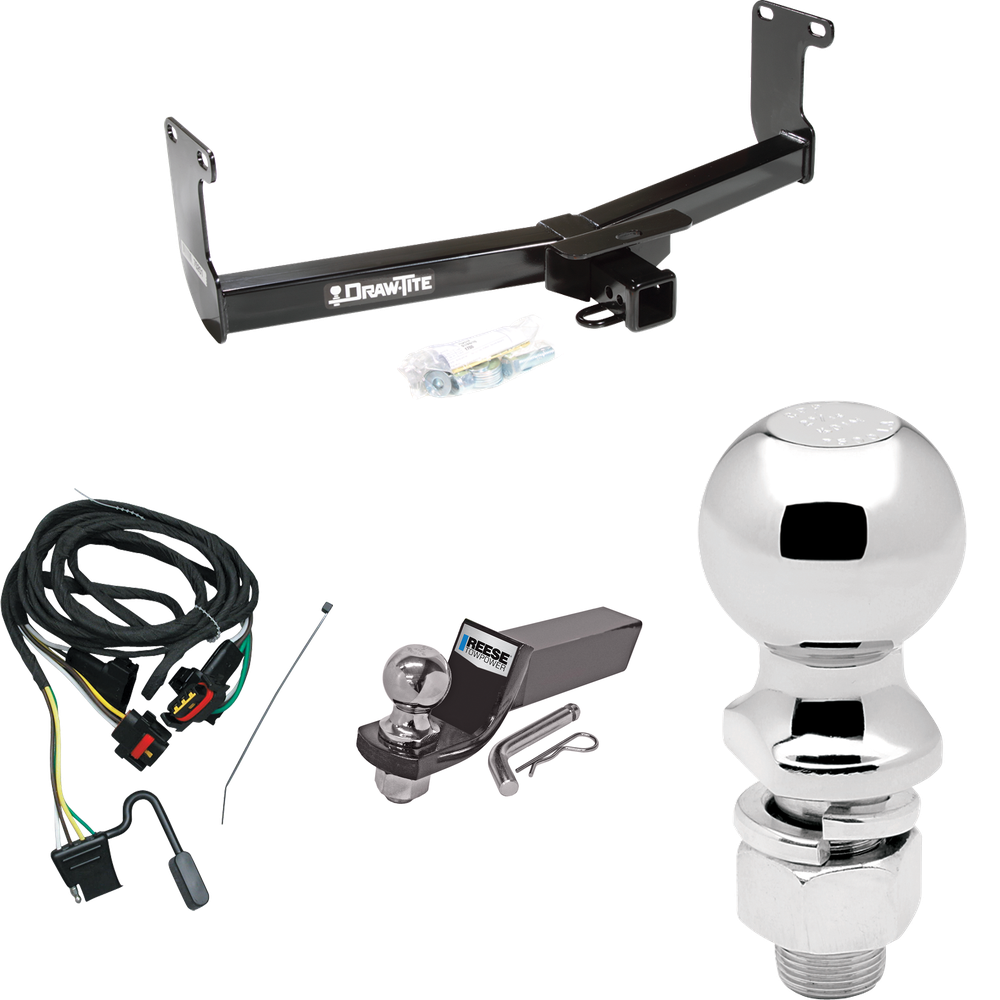 Fits 2011-2011 RAM Dakota Trailer Hitch Tow PKG w/ 4-Flat Wiring + Starter Kit Ball Mount w/ 2" Drop & 2" Ball + 2-5/16" Ball By Draw-Tite