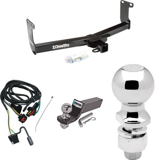 Fits 2011-2011 RAM Dakota Trailer Hitch Tow PKG w/ 4-Flat Wiring + Starter Kit Ball Mount w/ 2" Drop & 2" Ball + 2-5/16" Ball By Draw-Tite