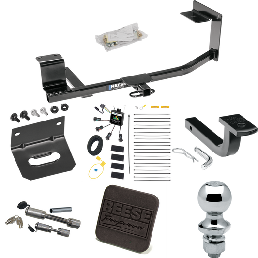 Fits 2011-2014 Volkswagen Jetta Trailer Hitch Tow PKG w/ 4-Flat Zero Contact "No Splice" Wiring Harness + Draw-Bar + 1-7/8" Ball + Wiring Bracket + Hitch Cover + Dual Hitch & Coupler Locks (For SportWagon Models) By Reese Towpower