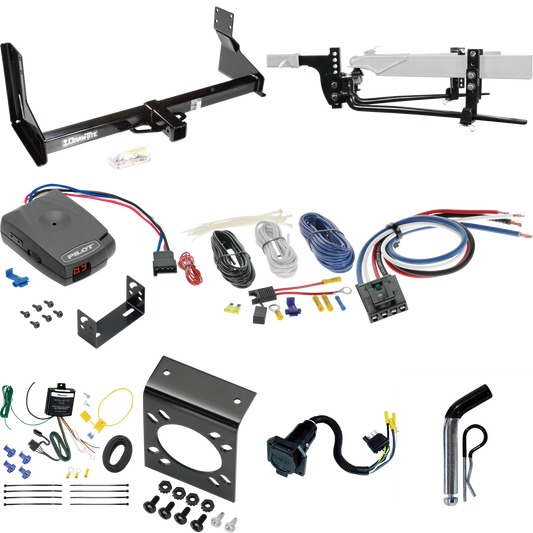 Fits 2023-2023 Mercedes-Benz Sprinter 2500 Trailer Hitch Tow PKG w/ 8K Round Bar Weight Distribution Hitch w/ 2-5/16" Ball + Pin/Clip + Pro Series Pilot Brake Control + Generic BC Wiring Adapter + 7-Way RV Wiring (For w/Factory Step Bumper Excluding