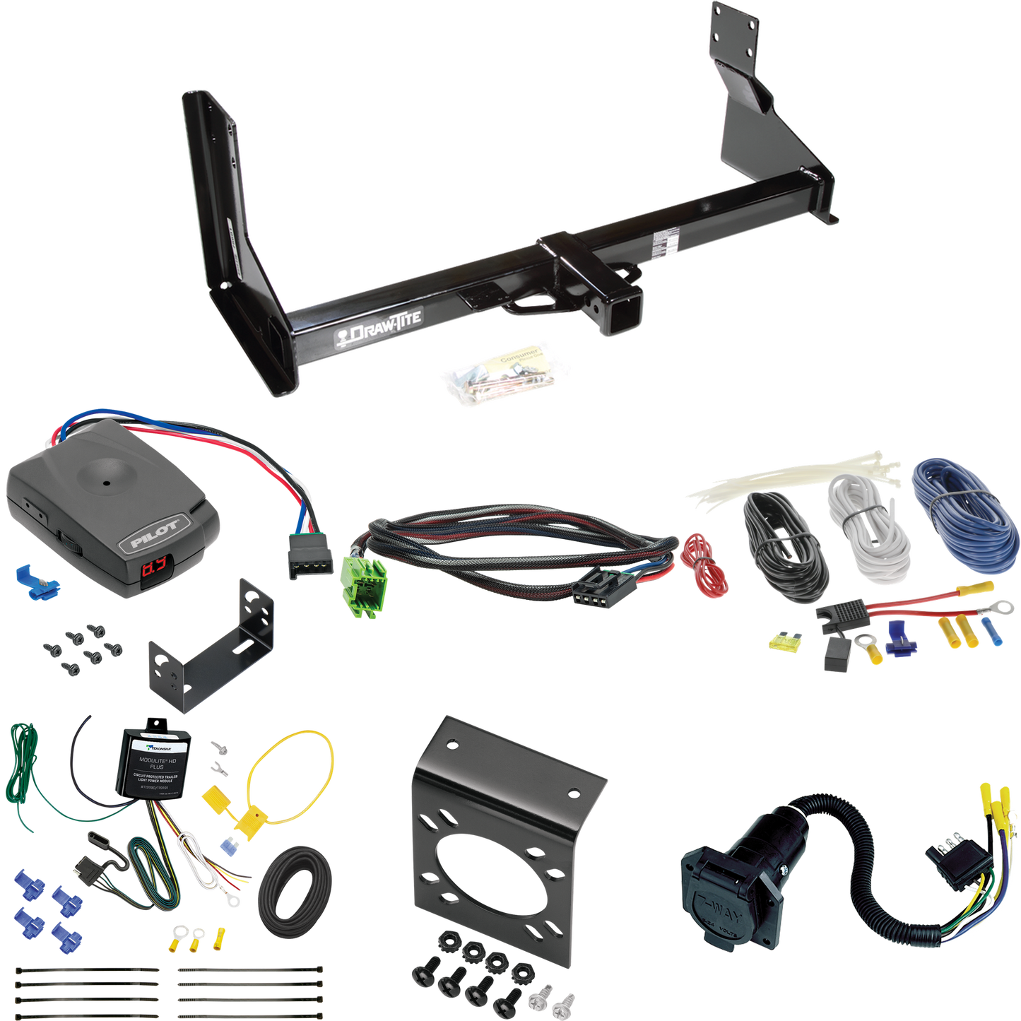 Fits 2022-2022 Mercedes-Benz Sprinter 2500 Trailer Hitch Tow PKG w/ Pro Series Pilot Brake Control + Plug & Play BC Adapter + 7-Way RV Wiring (For w/Factory Step Bumper Excluding Models w/30-3/8” Frame Width Models) By Draw-Tite