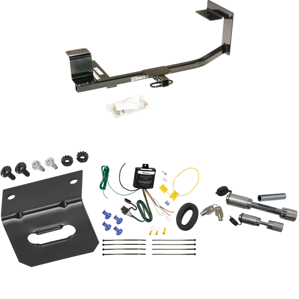 Se adapta al paquete de enganche de remolque Volkswagen Golf 2010-2014 con arnés de cableado plano de 4 + soporte de cableado + enganche doble y cerraduras de acoplador (para modelos Wagon, (sólo Canadá)) de Draw-Tite