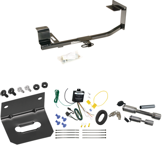 Fits 2010-2014 Volkswagen Golf Trailer Hitch Tow PKG w/ 4-Flat Wiring Harness + Wiring Bracket + Dual Hitch & Coupler Locks (For Wagon, (Canada Only) Models) By Draw-Tite