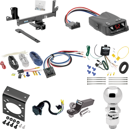 Fits 2013-2014 BMW X1 Trailer Hitch Tow PKG w/ Tekonsha Brakeman IV Brake Control + Generic BC Wiring Adapter + 7-Way RV Wiring + 2" & 2-5/16" Ball & Drop Mount (For w/Panoramic Moonroof Models) By Reese Towpower