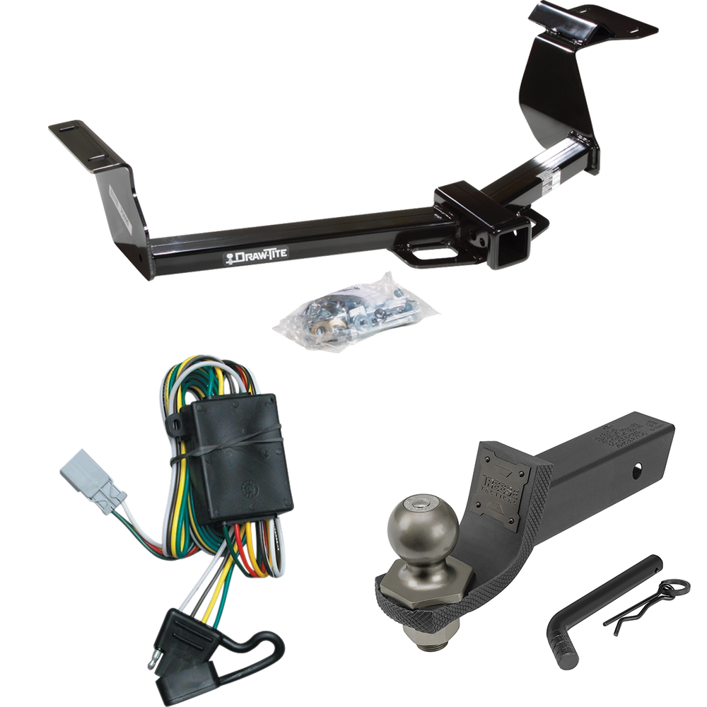 Fits 2002-2006 Honda CR-V Trailer Hitch Tow PKG w/ 4-Flat Wiring + Interlock Tactical Starter Kit w/ 2" Drop & 2" Ball By Draw-Tite