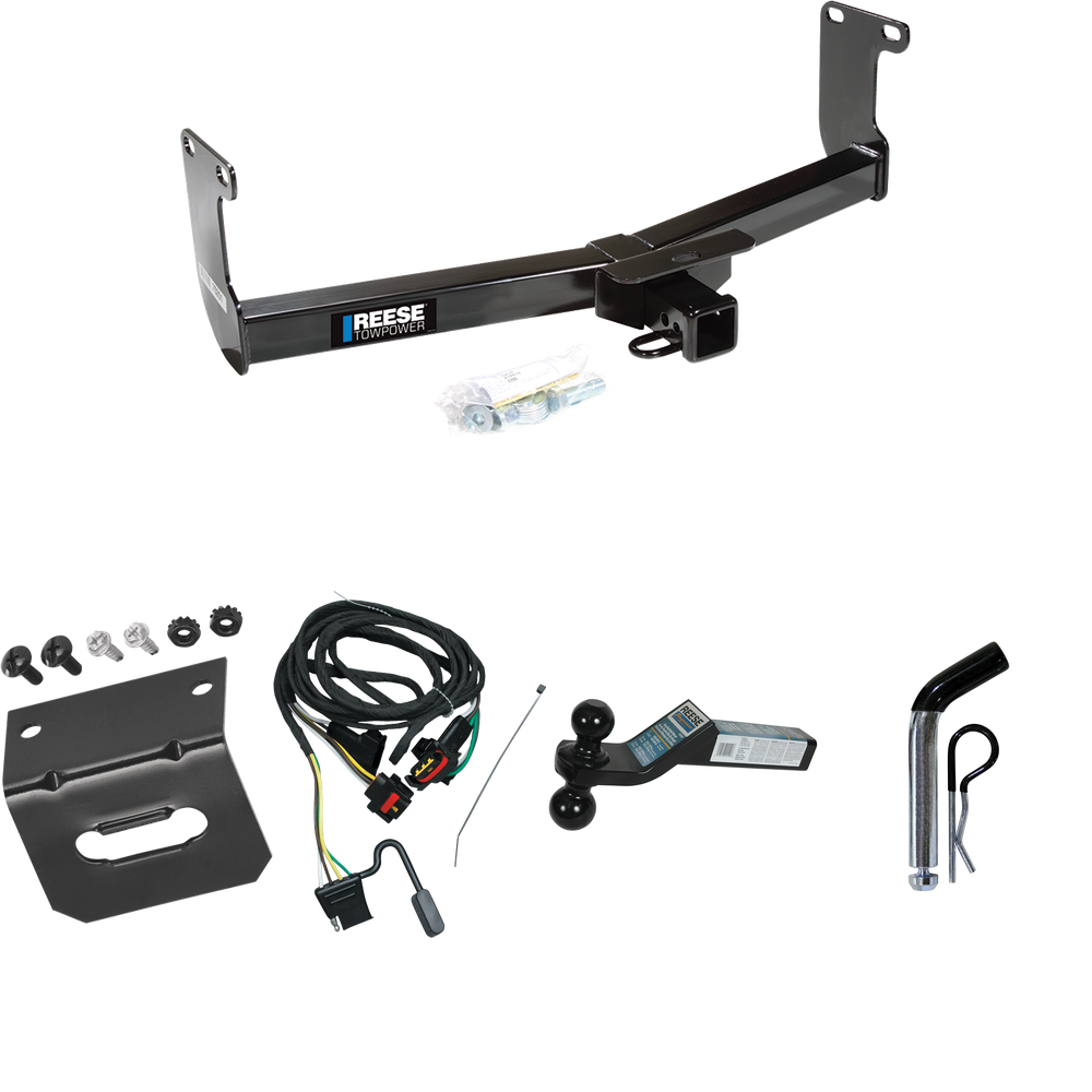 Fits 2011-2011 RAM Dakota Trailer Hitch Tow PKG w/ 4-Flat Wiring Harness + Dual Ball Ball Mount 2" & 2-5/16" Trailer Balls + Pin/Clip +  Wiring Bracket By Reese Towpower