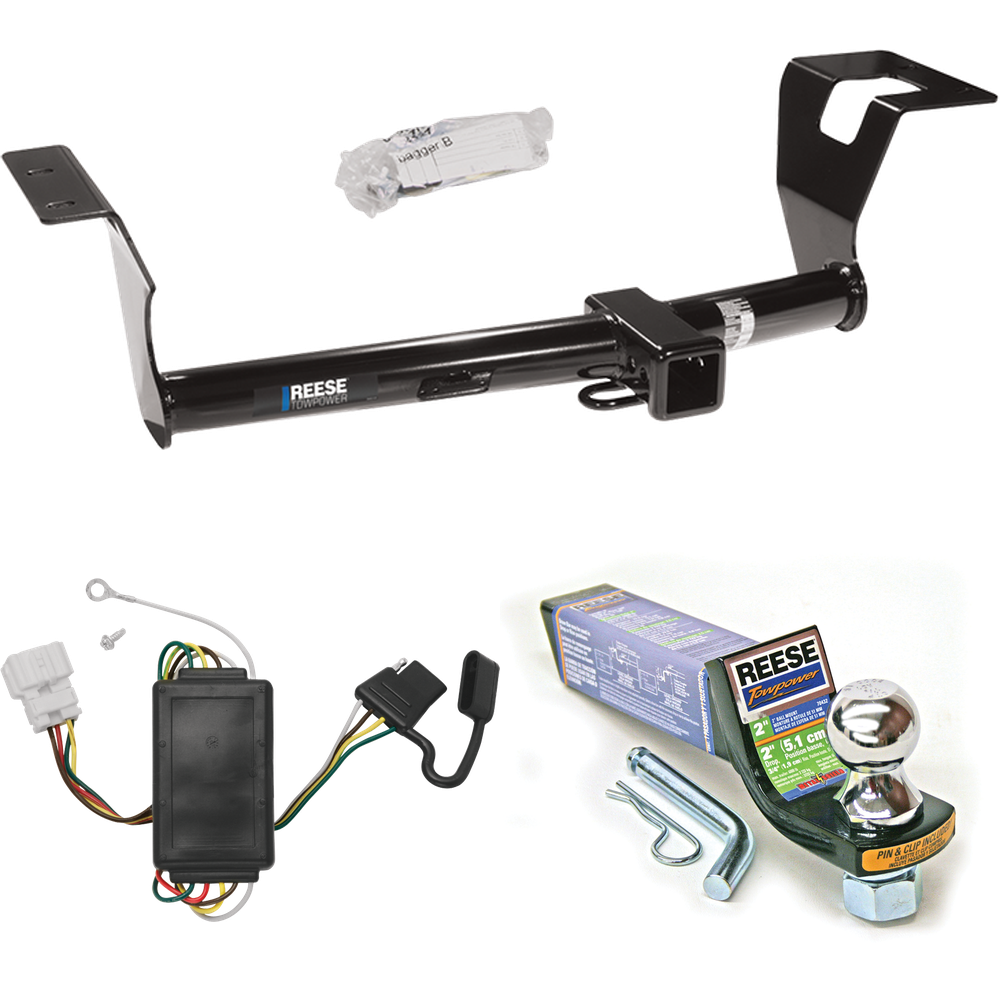 Fits 2007-2011 Honda CR-V Trailer Hitch Tow PKG w/ 4-Flat Wiring + Starter Kit Ball Mount w/ 2" Drop & 1-7/8" Ball By Reese Towpower