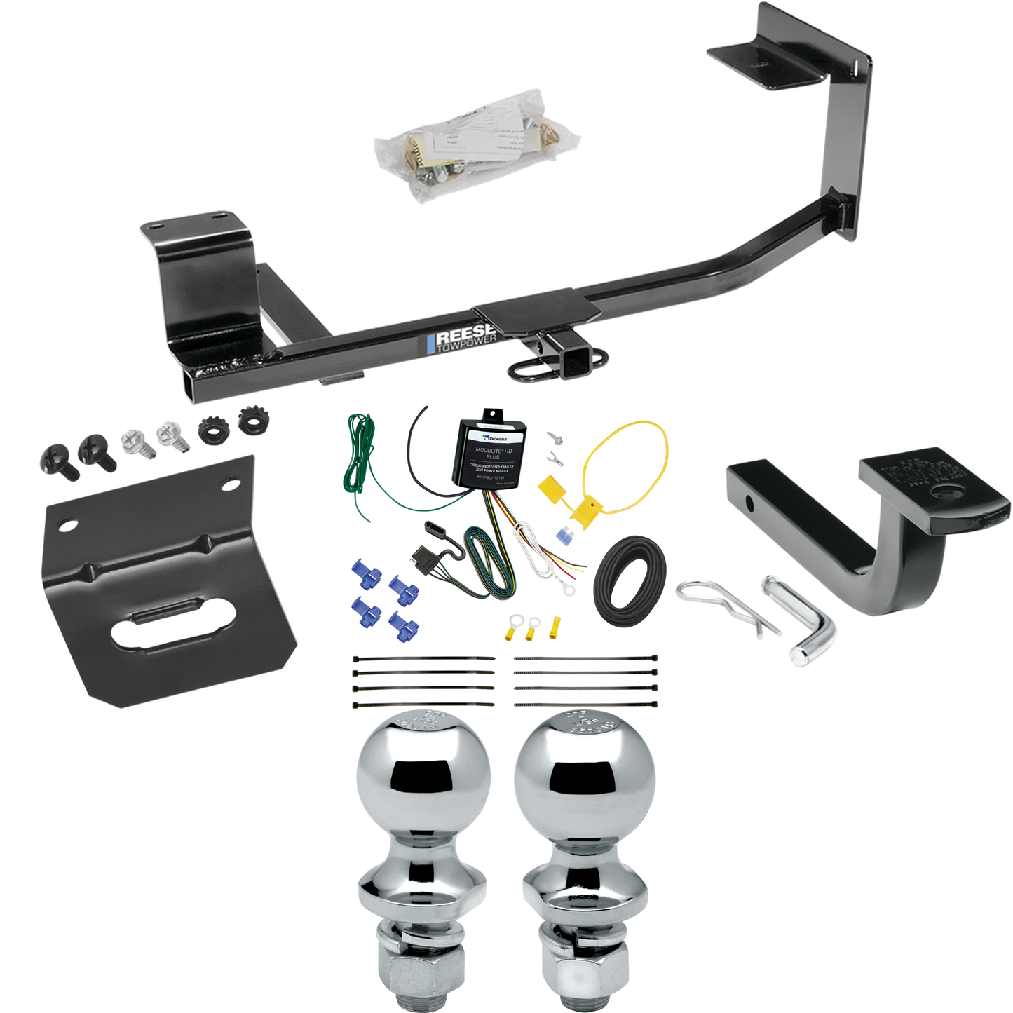 Fits 2010-2014 Volkswagen Golf Trailer Hitch Tow PKG w/ 4-Flat Wiring Harness + Draw-Bar + 1-7/8" + 2" Ball + Wiring Bracket (For Wagon, (Canada Only) Models) By Reese Towpower