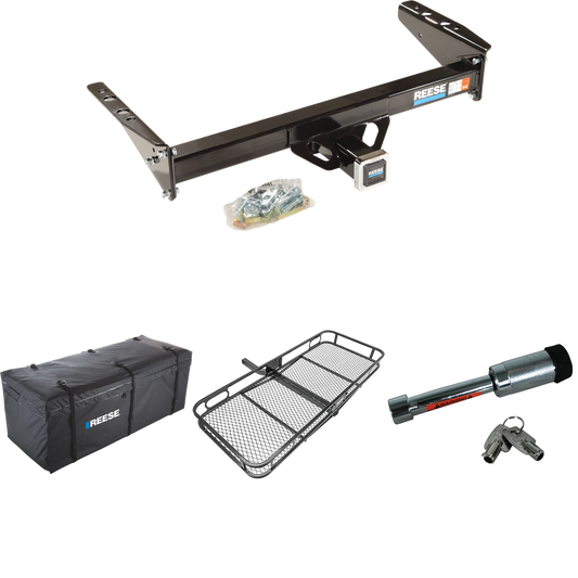 Fits 1992-1996 Ford F-150 Trailer Hitch Tow PKG w/ 60" x 24" Cargo Carrier + Cargo Bag + Hitch Lock (For Flareside, w/Rear Fascia Models) By Reese Towpower