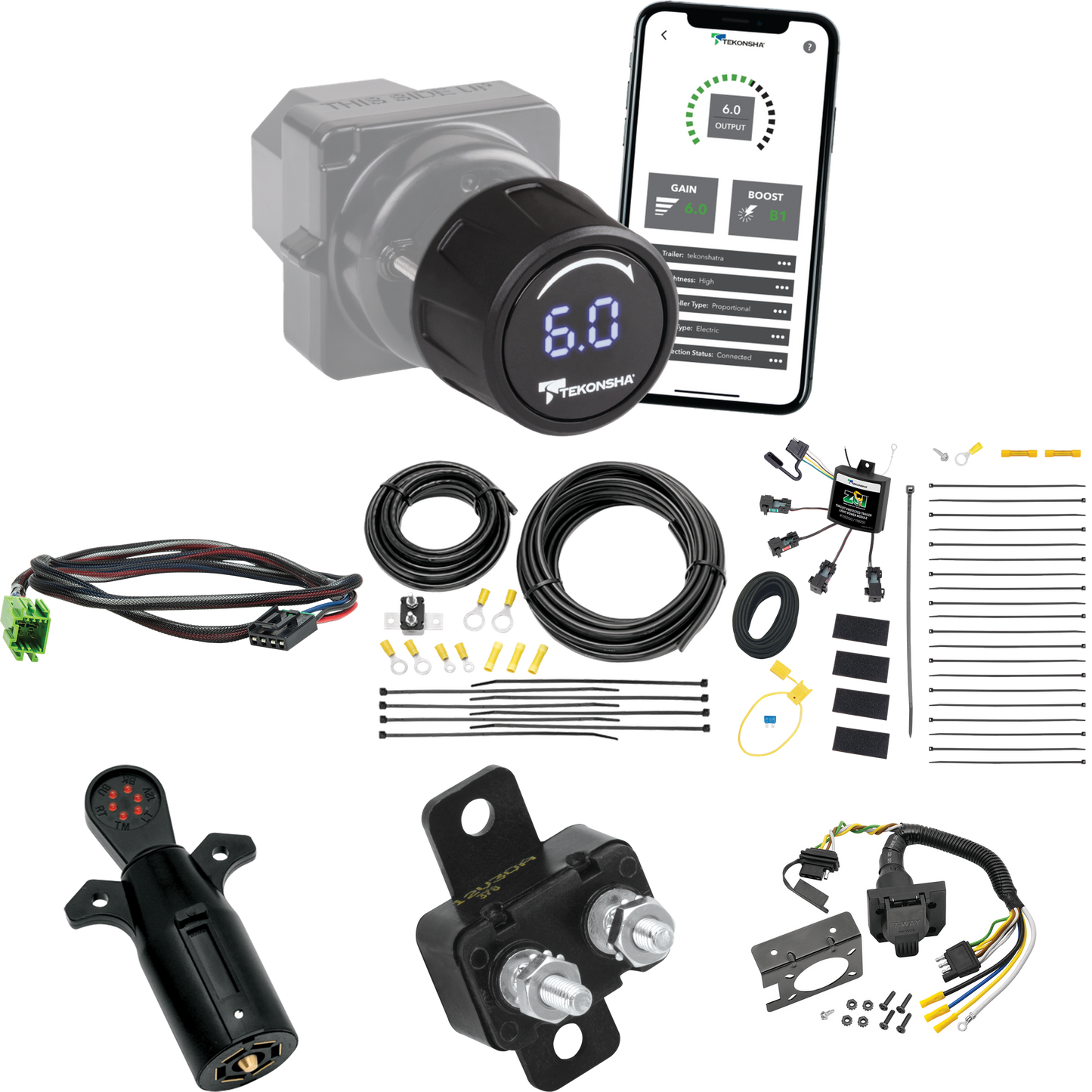 Fits 2022-2022 Mercedes-Benz Sprinter 3500 7-Way RV Wiring w/ Zero Contact ZCI Module + Tekonsha Prodigy iD Bluetooth Wireless Brake Control + Plug & Play BC Adapter + 7-Way Tester By Tekonsha