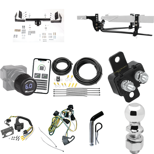 Fits 1995-1996 Dodge Dakota Trailer Hitch Tow PKG w/ 6K Round Bar Weight Distribution Hitch w/ 2-5/16" Ball + 2" Ball + Pin/Clip + Tekonsha Prodigy iD Bluetooth Wireless Brake Control + 7-Way RV Wiring By Reese Towpower