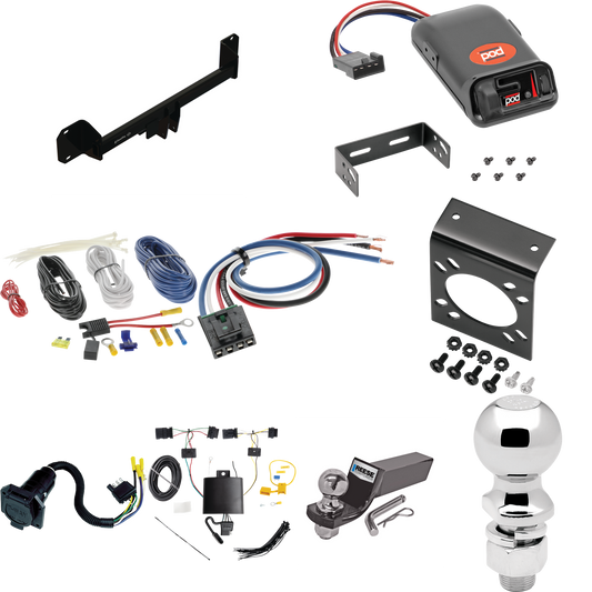 Se adapta al paquete de enganche de remolque oculto BMW X1 2020-2023 con control de freno POD serie Pro + adaptador de cableado BC genérico + cableado RV de 7 vías + soporte de bola y caída de 2" y 2-5/16" de Draw-Tite