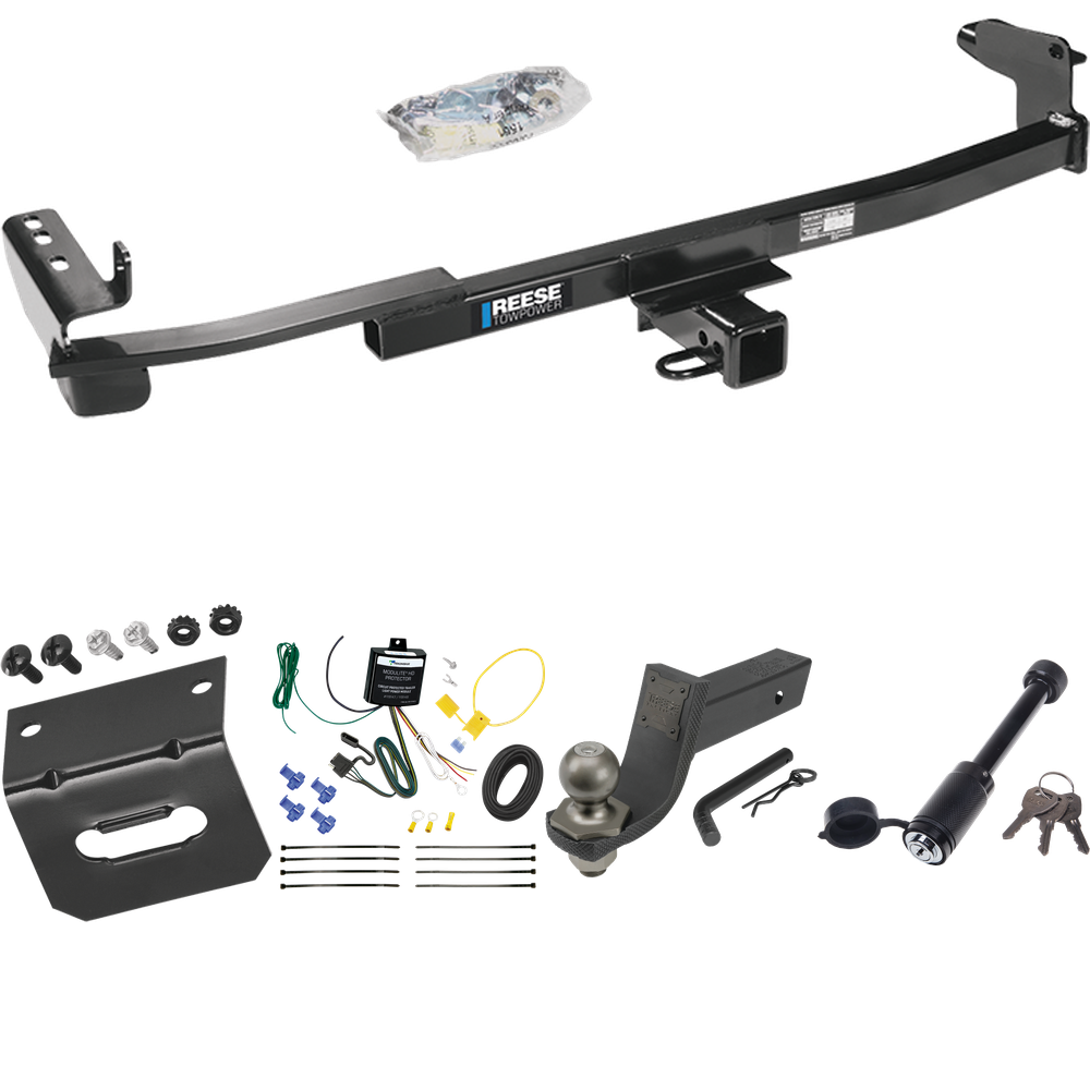 Fits 2005-2007 Mercury Montego Trailer Hitch Tow PKG w/ 4-Flat Wiring + Interlock Tactical Starter Kit w/ 3-1/4" Drop & 2" Ball + Tactical Dogbone Lock + Wiring Bracket By Reese Towpower