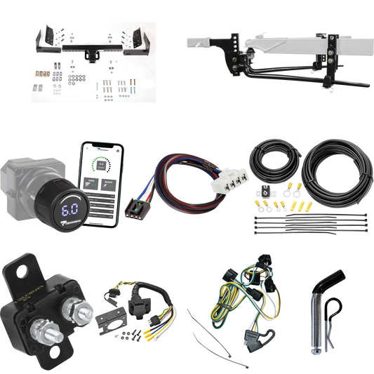 Fits 1997-2001 Dodge Dakota Trailer Hitch Tow PKG w/ 6K Round Bar Weight Distribution Hitch w/ 2-5/16" Ball + Pin/Clip + Tekonsha Prodigy iD Bluetooth Wireless Brake Control + Plug & Play BC Adapter + 7-Way RV Wiring By Reese Towpower