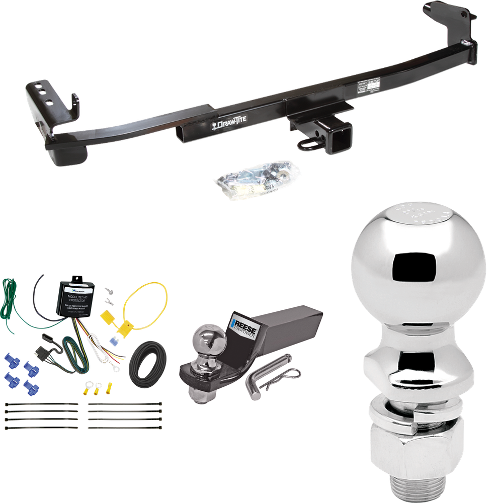 Fits 2005-2007 Mercury Montego Trailer Hitch Tow PKG w/ 4-Flat Wiring + Starter Kit Ball Mount w/ 2" Drop & 2" Ball + 2-5/16" Ball By Draw-Tite