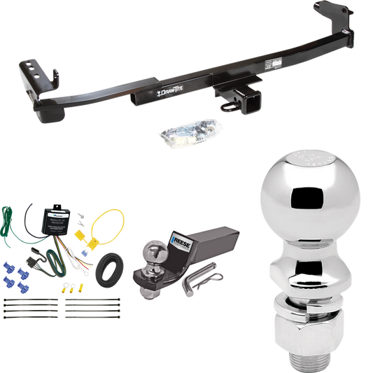 Fits 2005-2007 Mercury Montego Trailer Hitch Tow PKG w/ 4-Flat Wiring + Starter Kit Ball Mount w/ 2" Drop & 2" Ball + 2-5/16" Ball By Draw-Tite