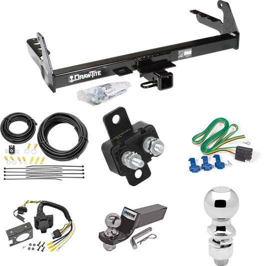 Fits 1987-1994 Dodge Dakota Trailer Hitch Tow PKG w/ 7-Way RV Wiring + 2" & 2-5/16" Ball + Drop Mount By Draw-Tite