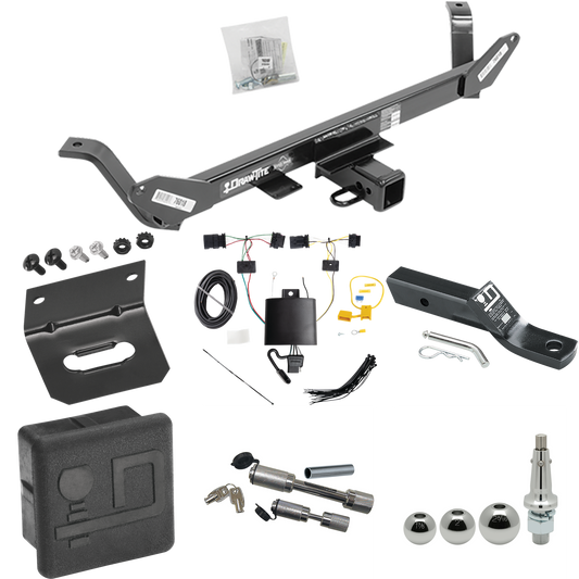 Fits 2020-2023 BMW X1 Trailer Hitch Tow PKG w/ 4-Flat Wiring + Ball Mount w/ 2" Drop + Interchangeable Ball 1-7/8" & 2" & 2-5/16" + Wiring Bracket + Dual Hitch & Coupler Locks + Hitch Cover By Draw-Tite