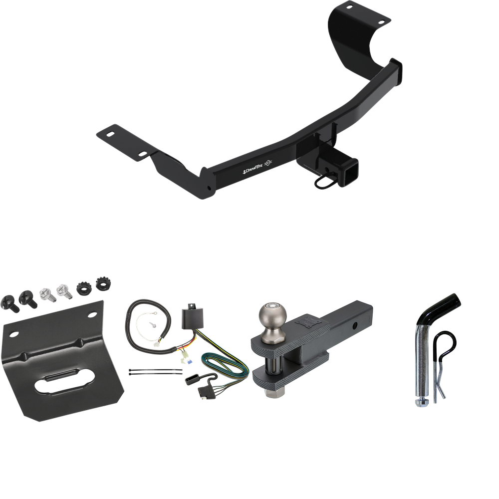 Fits 2017-2022 Honda CR-V Trailer Hitch Tow PKG w/ 4-Flat Wiring Harness + Clevis Hitch Ball Mount w/ 2" Ball + Pin/Clip + Wiring Bracket By Draw-Tite