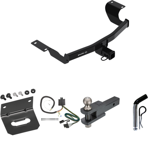 Fits 2017-2022 Honda CR-V Trailer Hitch Tow PKG w/ 4-Flat Wiring Harness + Clevis Hitch Ball Mount w/ 2" Ball + Pin/Clip + Wiring Bracket By Draw-Tite