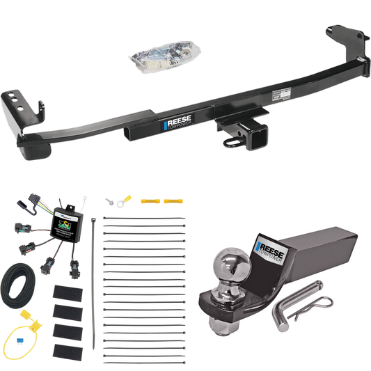 Fits 2005-2007 Mercury Montego Trailer Hitch Tow PKG w/ 4-Flat Zero Contact "No Splice" Wiring + Starter Kit Ball Mount w/ 2" Drop & 2" Ball By Reese Towpower