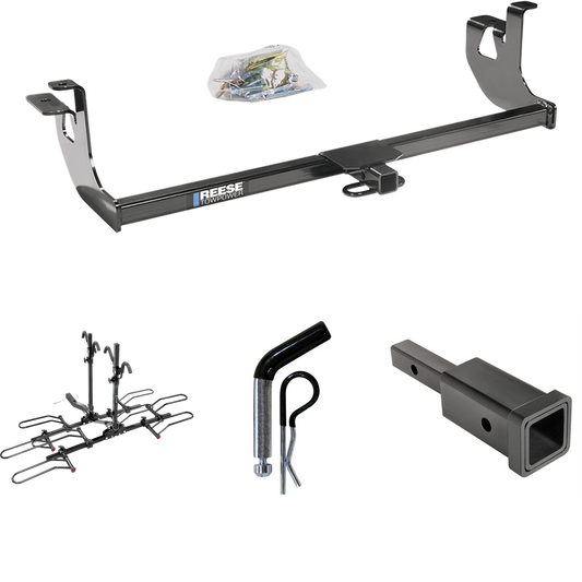 Fits 2006-2009 Volkswagen GTI Trailer Hitch Tow PKG w/ Hitch Adapter 1-1/4" to 2" Receiver + 1/2" Pin & Clip + 4 Bike Carrier Platform Rack (For 2 Dr. Hatchback Models) By Reese Towpower