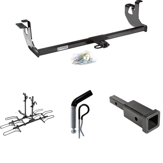 Fits 2007-2009 Volkswagen GTI Trailer Hitch Tow PKG w/ Hitch Adapter 1-1/4" to 2" Receiver + 1/2" Pin & Clip + 4 Bike Carrier Platform Rack (For 4 Dr. Hatchback Models) By Draw-Tite