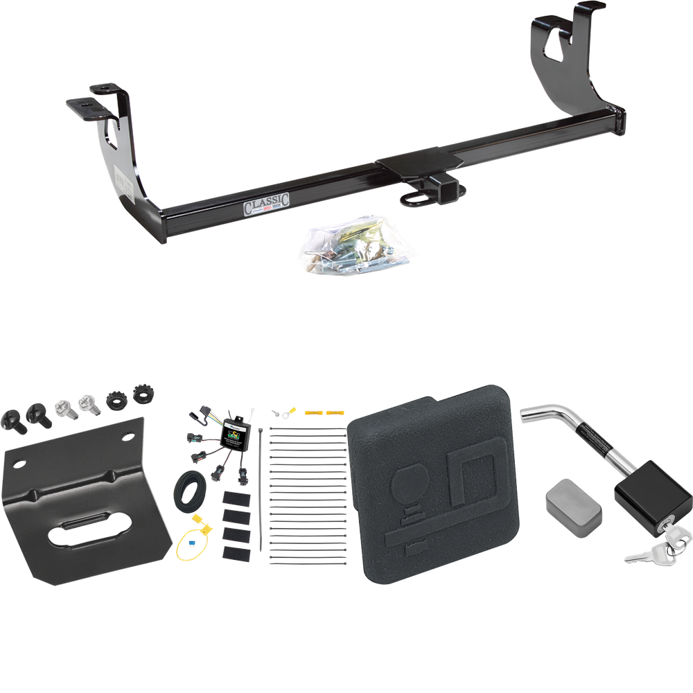 Fits 2010-2013 Volkswagen Golf Trailer Hitch Tow PKG w/ 4-Flat Zero Contact "No Splice" Wiring Harness + Hitch Cover + Hitch Lock (For 2 Dr. Hatchback, Except R Models) By Draw-Tite