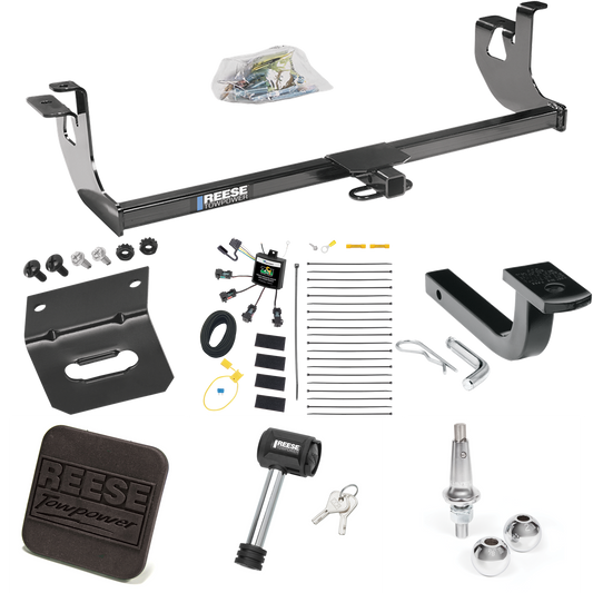 Fits 2010-2013 Volkswagen Golf Trailer Hitch Tow PKG w/ 4-Flat Zero Contact "No Splice" Wiring Harness + Draw-Bar + Interchangeable 1-7/8" & 2" Balls + Wiring Bracket + Hitch Cover + Hitch Lock (For 2 Dr. Hatchback, Except R Models) By Reese Towpower