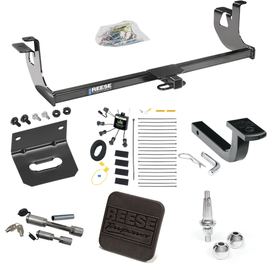 Fits 2010-2014 Volkswagen Golf Trailer Hitch Tow PKG w/ 4-Flat Zero Contact "No Splice" Wiring Harness + Draw-Bar + Interchangeable 1-7/8" & 2" Balls + Wiring Bracket + Hitch Cover + Dual Hitch & Coupler Locks (For 4 Dr. Hatchback, Except R Models) B