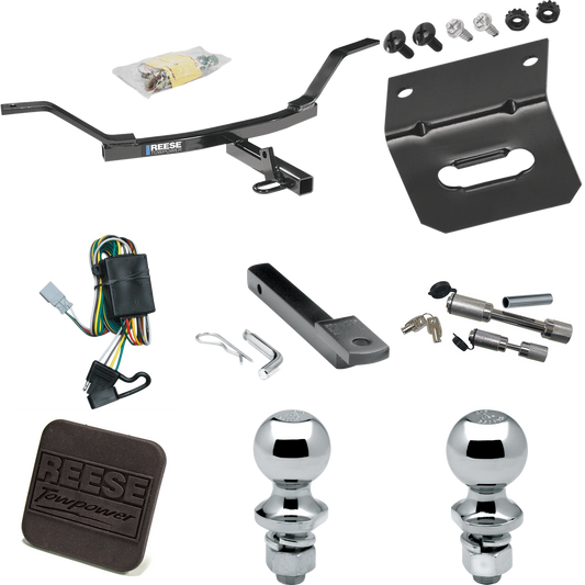 Se adapta al paquete de enganche de remolque Honda CR-V 1997-2001 con arnés de cableado de 4 planos + barra de tracción + bola de 1-7/8" + bola de 2" + soporte de cableado + cubierta de enganche + enganche doble y cerraduras de acoplador de Reese Towpower