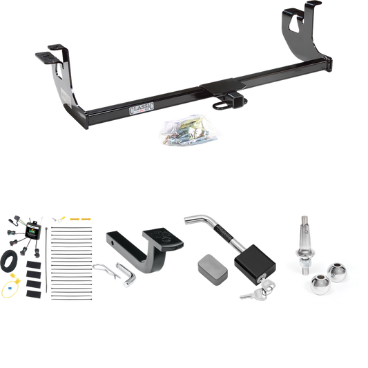 Fits 2010-2014 Volkswagen Golf Trailer Hitch Tow PKG w/ 4-Flat Zero Contact "No Splice" Wiring Harness + Draw-Bar + Interchangeable 1-7/8" & 2" Balls + Hitch Lock (For 4 Dr. Hatchback, Except R Models) By Draw-Tite