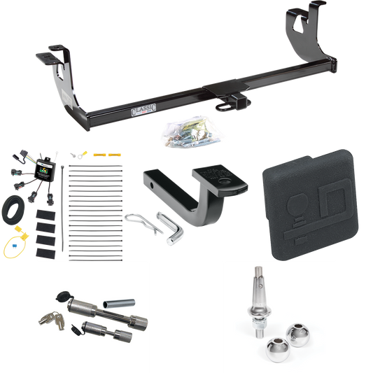 Fits 2007-2009 Volkswagen GTI Trailer Hitch Tow PKG w/ 4-Flat Zero Contact "No Splice" Wiring Harness + Draw-Bar + Interchangeable 1-7/8" & 2" Balls + Hitch Cover + Dual Hitch & Coupler Locks (For 4 Dr. Hatchback Models) By Draw-Tite