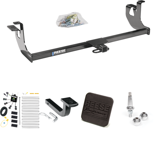 Fits 2010-2014 Volkswagen Golf Trailer Hitch Tow PKG w/ 4-Flat Zero Contact "No Splice" Wiring Harness + Draw-Bar + Interchangeable 1-7/8" & 2" Balls + Hitch Cover (For 4 Dr. Hatchback, Except R Models) By Reese Towpower