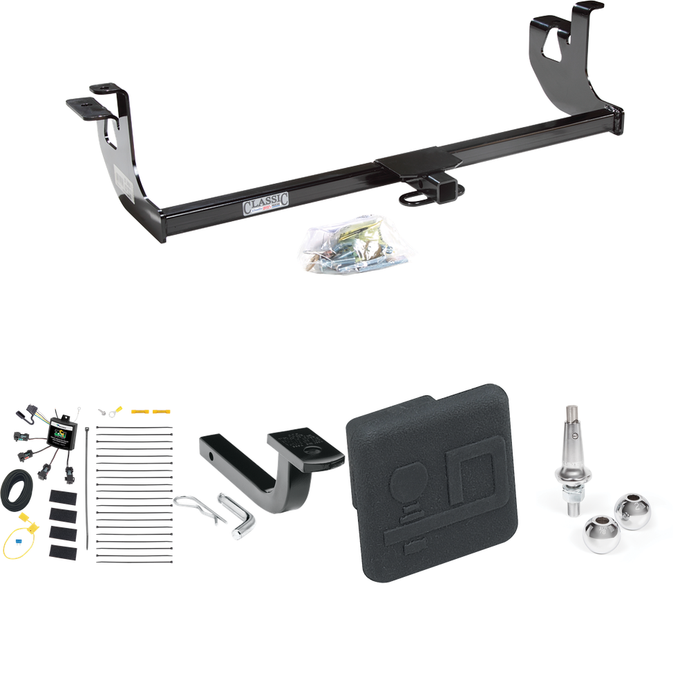 Fits 2010-2013 Volkswagen Golf Trailer Hitch Tow PKG w/ 4-Flat Zero Contact "No Splice" Wiring Harness + Draw-Bar + Interchangeable 1-7/8" & 2" Balls + Hitch Cover (For 2 Dr. Hatchback, Except R Models) By Draw-Tite