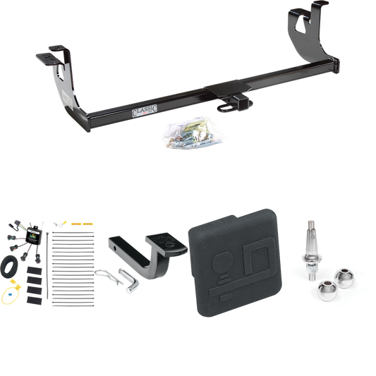 Fits 2010-2013 Volkswagen Golf Trailer Hitch Tow PKG w/ 4-Flat Zero Contact "No Splice" Wiring Harness + Draw-Bar + Interchangeable 1-7/8" & 2" Balls + Hitch Cover (For 2 Dr. Hatchback, Except R Models) By Draw-Tite