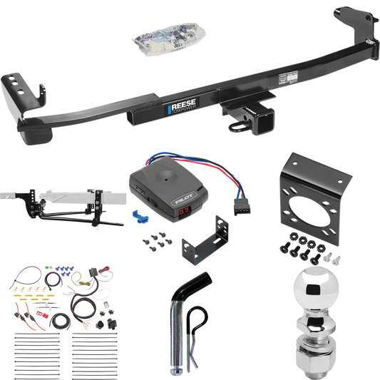 Fits 2005-2007 Mercury Montego Trailer Hitch Tow PKG w/ 6K Round Bar Weight Distribution Hitch w/ 2-5/16" Ball + 2" Ball + Pin/Clip + Pro Series Pilot Brake Control + 7-Way RV Wiring By Reese Towpower