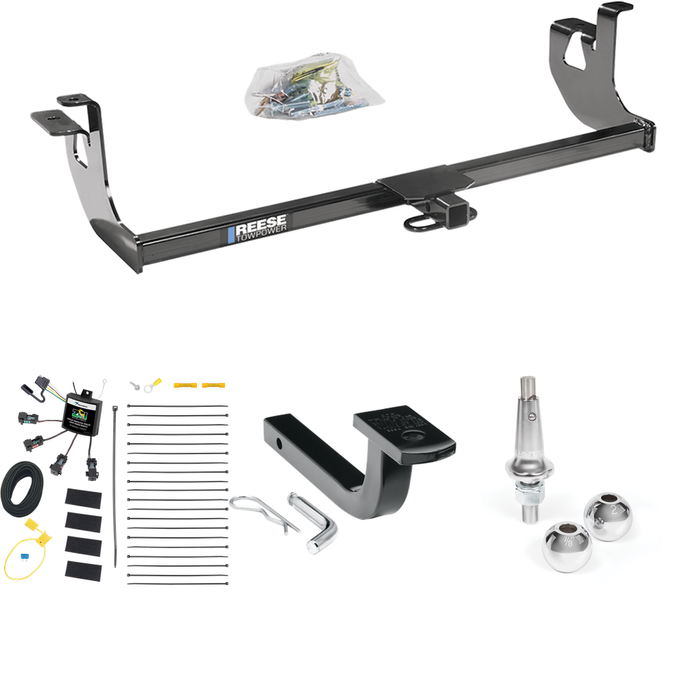 Fits 2010-2013 Volkswagen Golf Trailer Hitch Tow PKG w/ 4-Flat Zero Contact "No Splice" Wiring Harness + Draw-Bar + Interchangeable 1-7/8" & 2" Balls (For 2 Dr. Hatchback, Except R Models) By Reese Towpower