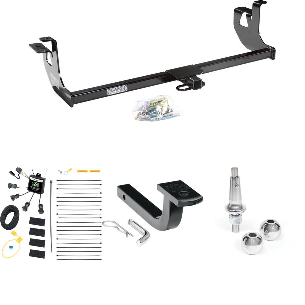 Fits 2010-2013 Volkswagen Golf Trailer Hitch Tow PKG w/ 4-Flat Zero Contact "No Splice" Wiring Harness + Draw-Bar + Interchangeable 1-7/8" & 2" Balls (For 2 Dr. Hatchback, Except R Models) By Draw-Tite