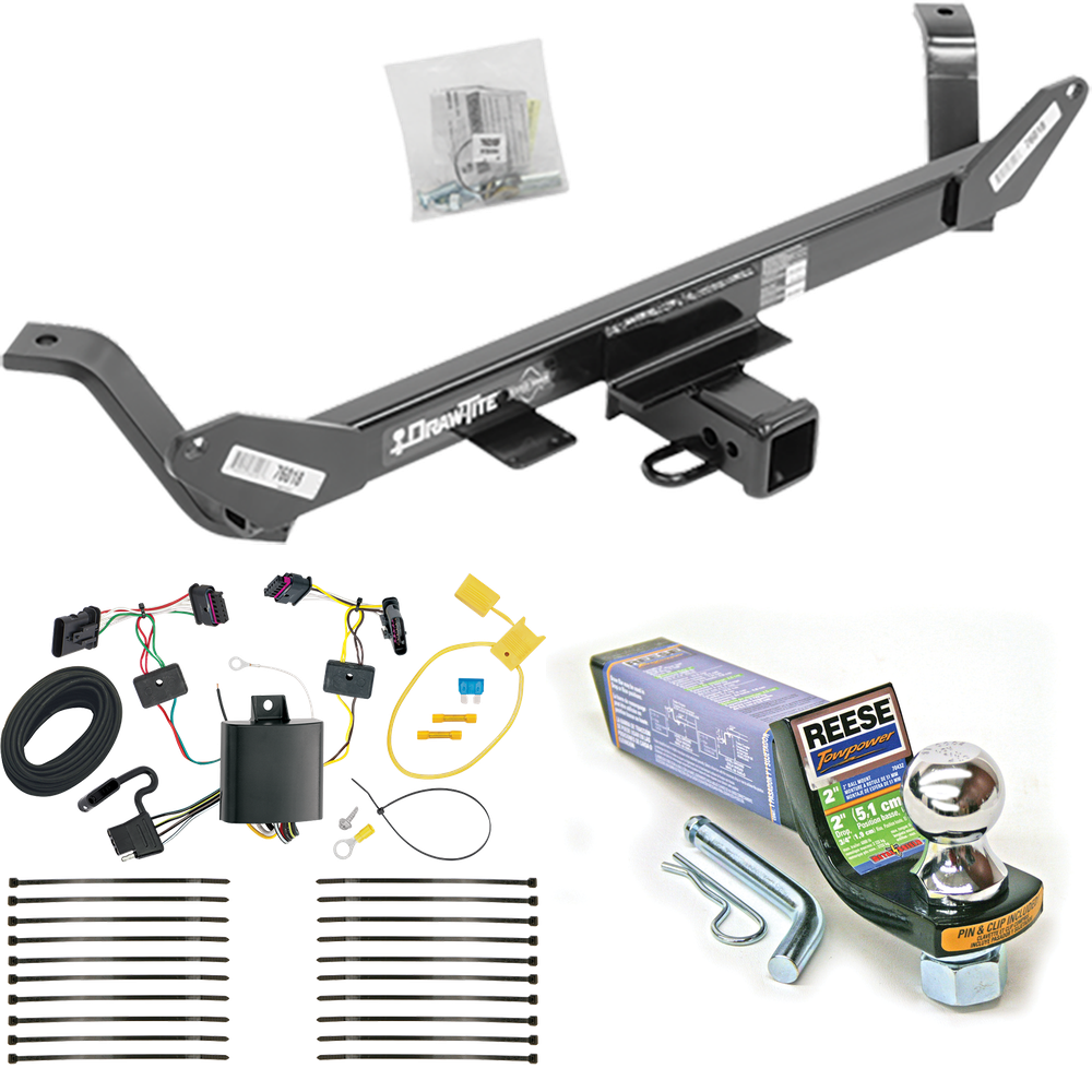 Fits 2016-2019 BMW X1 Trailer Hitch Tow PKG w/ 4-Flat Wiring + Starter Kit Ball Mount w/ 2" Drop & 1-7/8" Ball By Draw-Tite