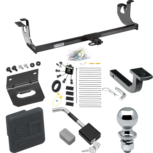 Fits 2010-2013 Volkswagen Golf Trailer Hitch Tow PKG w/ 4-Flat Zero Contact "No Splice" Wiring Harness + Draw-Bar + 2" Ball + Wiring Bracket + Hitch Cover + Hitch Lock (For 2 Dr. Hatchback, Except R Models) By Draw-Tite