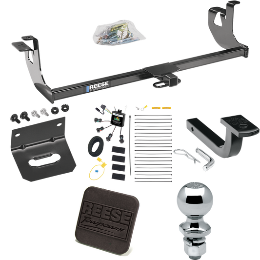 Fits 2006-2009 Volkswagen Rabbit Trailer Hitch Tow PKG w/ 4-Flat Zero Contact "No Splice" Wiring Harness + Draw-Bar + 2" Ball + Wiring Bracket + Hitch Cover By Reese Towpower